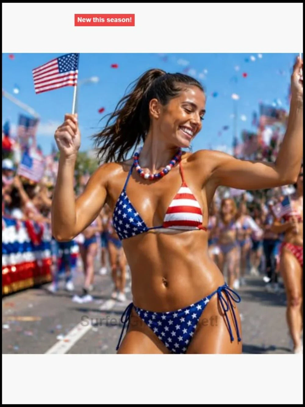 Women's USA Flag Bikini Set High Waist Tummy Control Swimwear